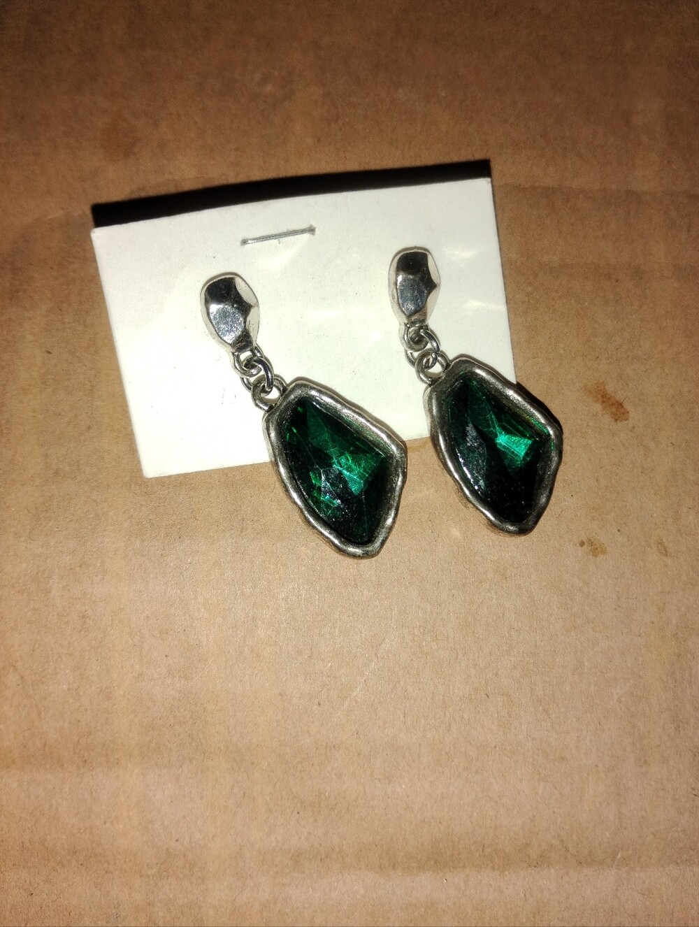 Enamel Style Dangle Green Earrings